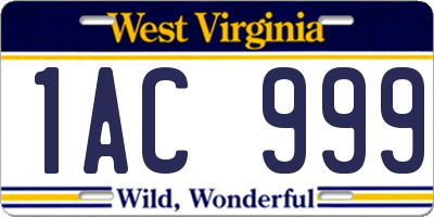 WV license plate 1AC999