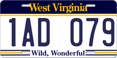 WV license plate 1AD079