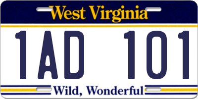 WV license plate 1AD101