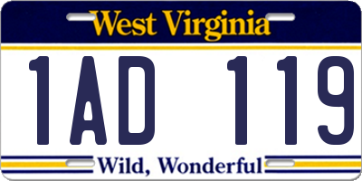 WV license plate 1AD119