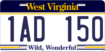 WV license plate 1AD150