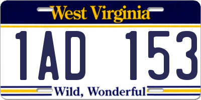 WV license plate 1AD153