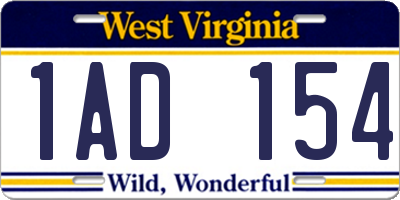 WV license plate 1AD154