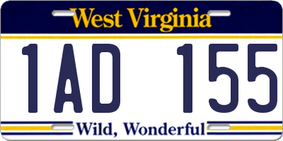 WV license plate 1AD155