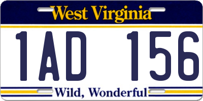 WV license plate 1AD156