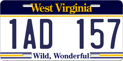 WV license plate 1AD157