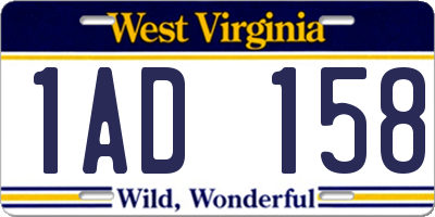 WV license plate 1AD158