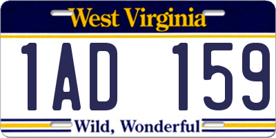 WV license plate 1AD159