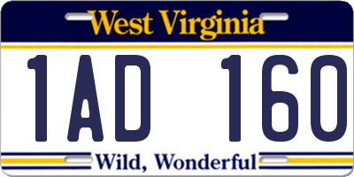 WV license plate 1AD160