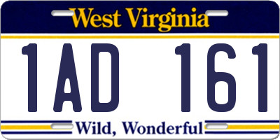 WV license plate 1AD161