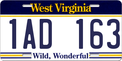 WV license plate 1AD163