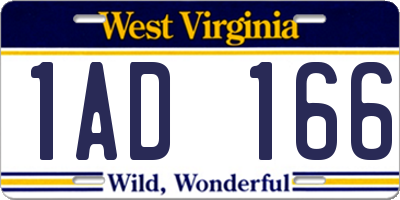 WV license plate 1AD166