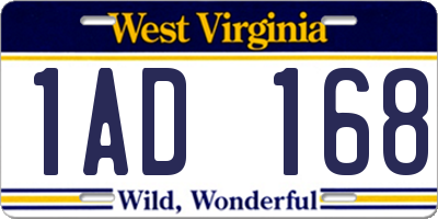 WV license plate 1AD168