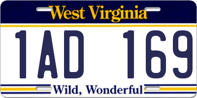WV license plate 1AD169