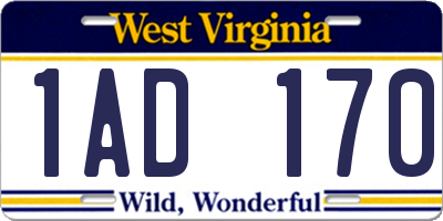 WV license plate 1AD170