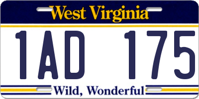 WV license plate 1AD175