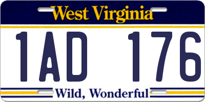 WV license plate 1AD176