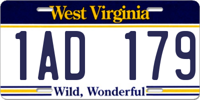 WV license plate 1AD179