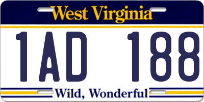 WV license plate 1AD188