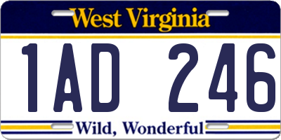 WV license plate 1AD246