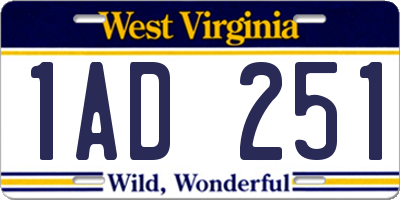 WV license plate 1AD251