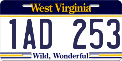 WV license plate 1AD253