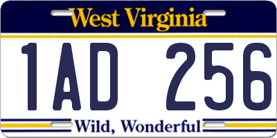 WV license plate 1AD256