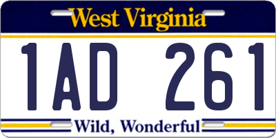 WV license plate 1AD261