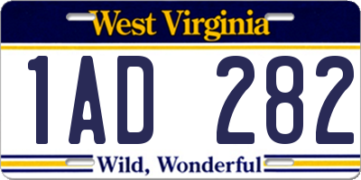 WV license plate 1AD282