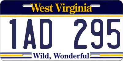 WV license plate 1AD295