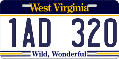 WV license plate 1AD320