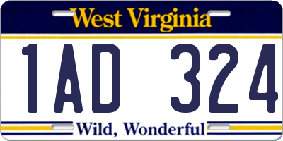 WV license plate 1AD324