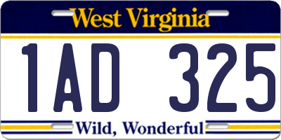 WV license plate 1AD325