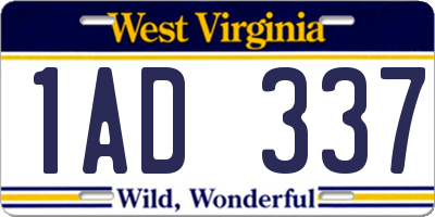 WV license plate 1AD337