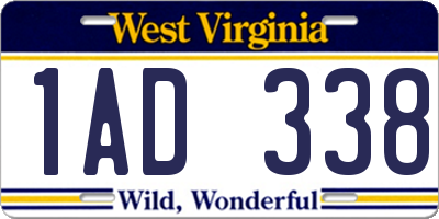 WV license plate 1AD338