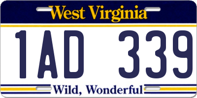 WV license plate 1AD339
