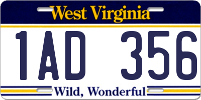 WV license plate 1AD356