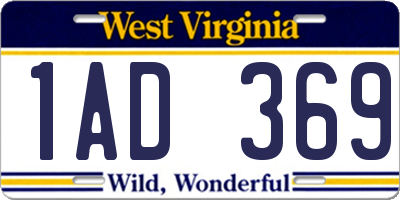 WV license plate 1AD369