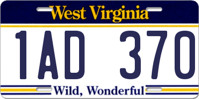 WV license plate 1AD370