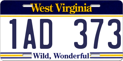 WV license plate 1AD373