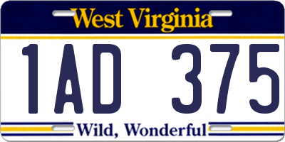 WV license plate 1AD375