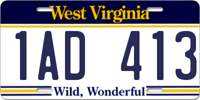 WV license plate 1AD413