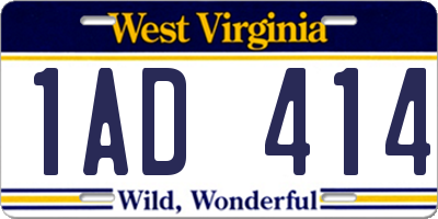 WV license plate 1AD414