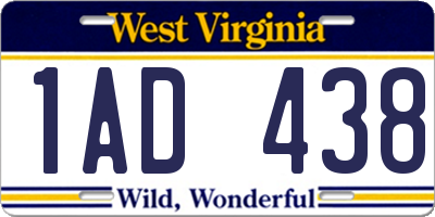 WV license plate 1AD438