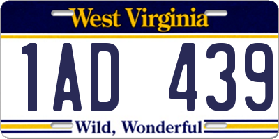 WV license plate 1AD439