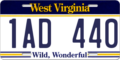 WV license plate 1AD440