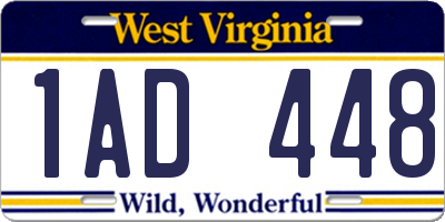 WV license plate 1AD448