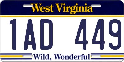 WV license plate 1AD449