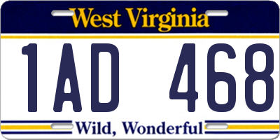 WV license plate 1AD468