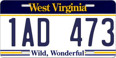 WV license plate 1AD473